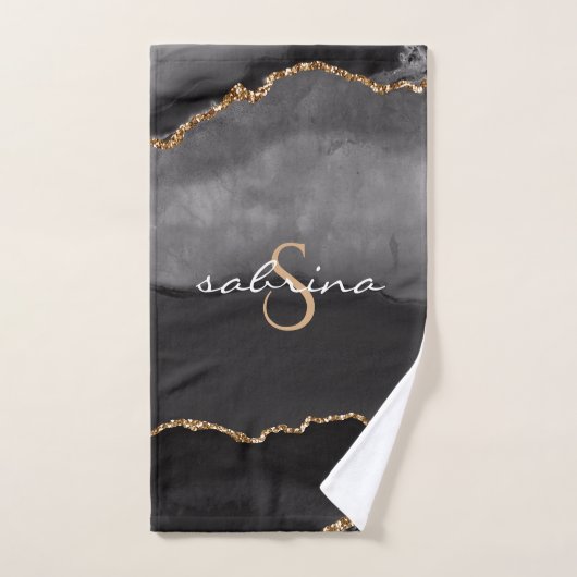Géode d'âge d'or noir Monogramme (Serviette à main)