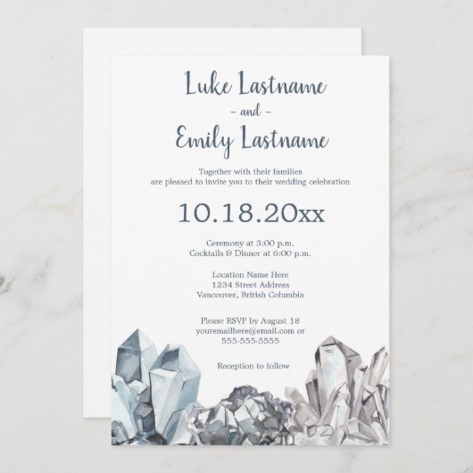 Geode & Edelstenen Bruiloft Kaart (Voorkant / Achterkant)