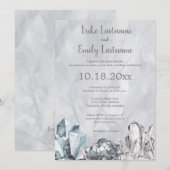 Geode & Edelstenen in Grijs Watercolor Trouw Kaart (Voorkant / Achterkant)