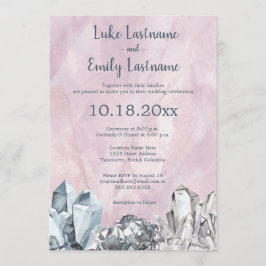 Geode & Edelstenen in Roze Waterverf Bruiloft Kaart