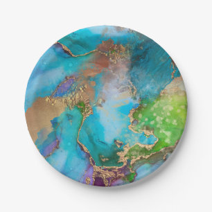 Geode faux goudblauw paars paars gekonkel gemstone papieren bordje