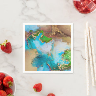 Geode faux goudblauw paarse groene stenen agaat ch servet