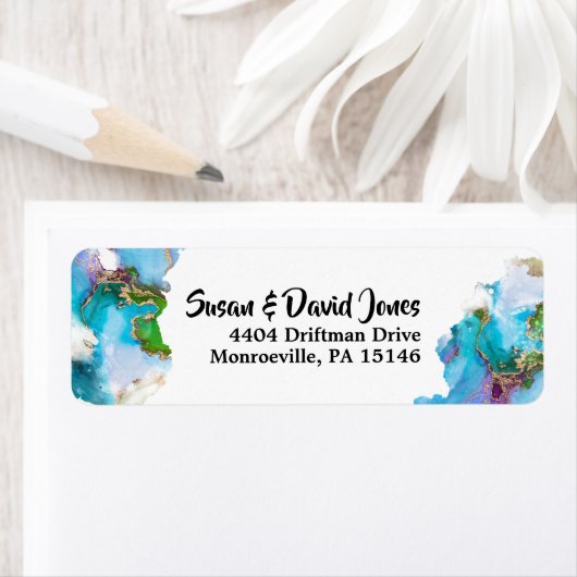 Geode faux goudblauw vredestichtend gemstone moder etiket (Insitu)