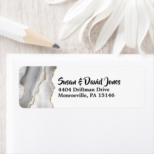Geode faux goudwitte waterverf, stijlvol etiket (Insitu)