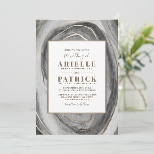 Geode Gemstone Agate Mariage Invitations (Debout devant)