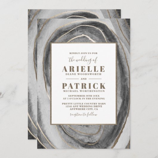 Geode Gemstone Agate Mariage Invitations (Devant / Derrière)