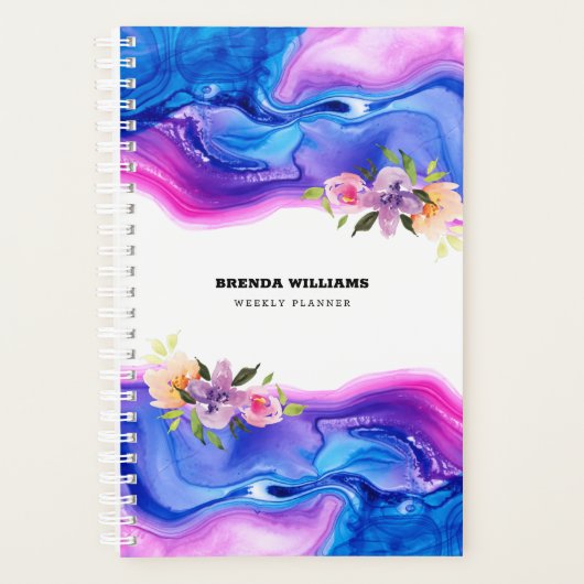 Geode inktextuur florale accentuering planner (Voorkant)