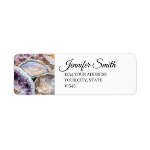 Geode Kristal Bruiloft Retouradres Labels