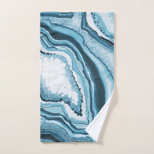 Géode moderne Abstraite Agate Bleu Géode (Serviette à main)