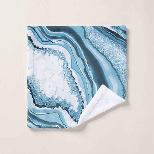 Géode moderne Abstraite Agate Bleu Géode (Gant de toilette)