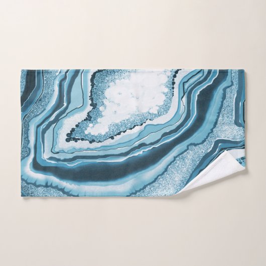 Géode moderne Abstraite Agate Bleu Géode (Serviette à main)