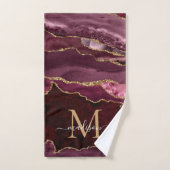 Géode moderne Agate Bourgogne or Monogramme (Serviette à main)
