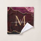 Géode moderne Agate Bourgogne or Monogramme (Gant de toilette)