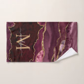 Géode moderne Agate Bourgogne or Monogramme (Serviette à main)