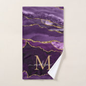 Géode moderne Agate Purple Gold Monogramme (Serviette à main)