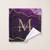Géode moderne Agate Purple Gold Monogramme (Gant de toilette)