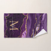 Géode moderne Agate Purple Gold Monogramme (Serviette à main)