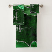 Géode moderne Agate vert Silver Monogramme Script (En situation)