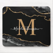 Geode monogram zwart-wit en goudgrijs muismat (Voorkant)