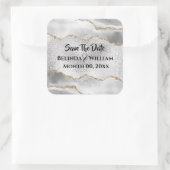 Geode namaak zilver goud wit agaat waterverf chic vierkante sticker (Tas)