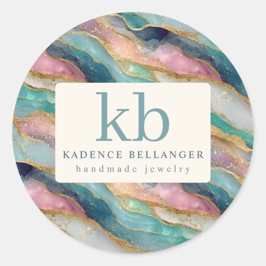 Geode Patroon Gemerkte Sieraden Stickers (Voorkant)
