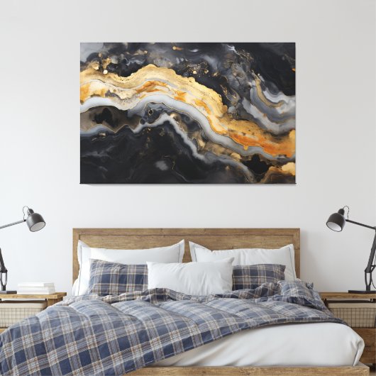 Geode Print in Zwart Goud Grijs Goede Wall Art (Insitu (Slaapkamer))