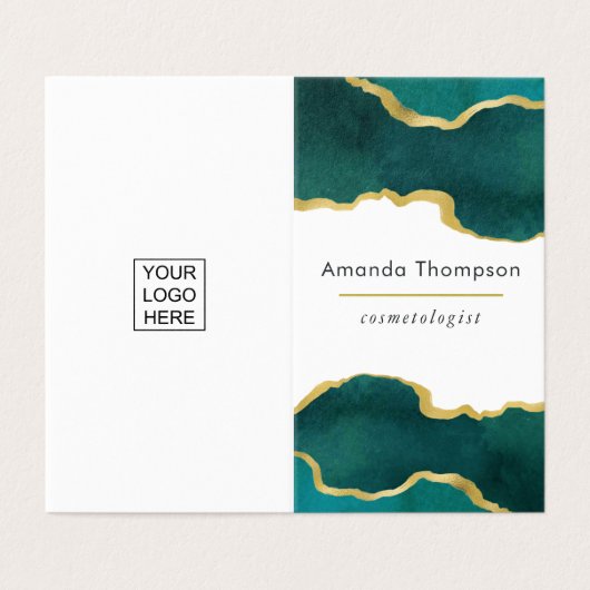 Géode turquoise et or Agate Carte de visite en pie (Extérieur déplié)