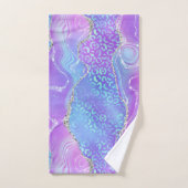 Géode Violet Bleu Vibrant & Imprimé Léopard Argent (Serviette à main)