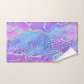 Géode Violet Bleu Vibrant & Imprimé Léopard Argent (Serviette à main)