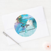 Geode waterverf agaat bruiloft gunst "Voor u" Ronde Sticker (Envelop)