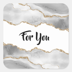 Geode waterverf wit faux gouden agaat elegant vierkante sticker