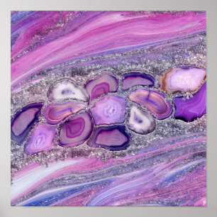 Geoden kristalstroom - Paars en Violet Poster