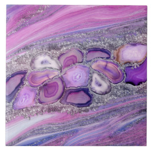 Geoden kristalstroom - Paars en Violet Tegeltje