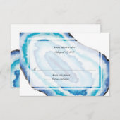 Géodes d'aquarelle bleue Mariage RSVP (Devant / Derrière)