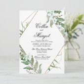 Geoemetric Greenery Wedding Invitation Aankondiging (Staand voorkant)