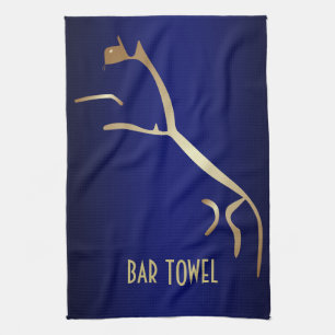 Geoglyph Bar Towel Blue en Gold Uffington Horse Theedoek