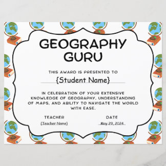 Geografie Guru Student Recognition Award