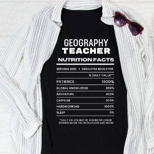 Geografie Leraar Voeding Feiten Grappig T-shirt