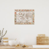  geografische kaart van de wereld 1636-1650 poster (Keuken)