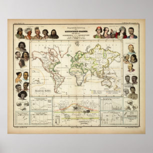 Geografische verspreiding van het menselijk ras poster