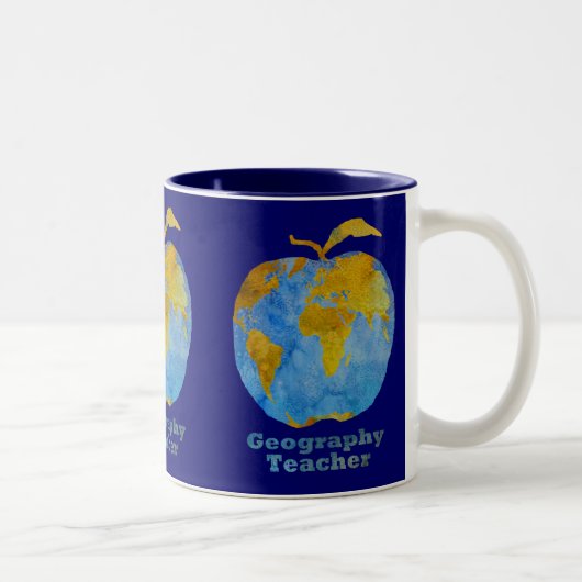 Geography Apple van leraar Tweekleurige Koffiemok (Rechts)