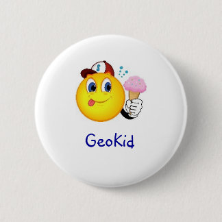GeoKid Boy met Ice Cream Geocaching Swag Pin Ronde Button 5,7 Cm