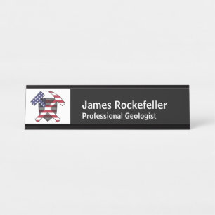 Geologe naamplaat met Rock Hammer Logo (Verenigde