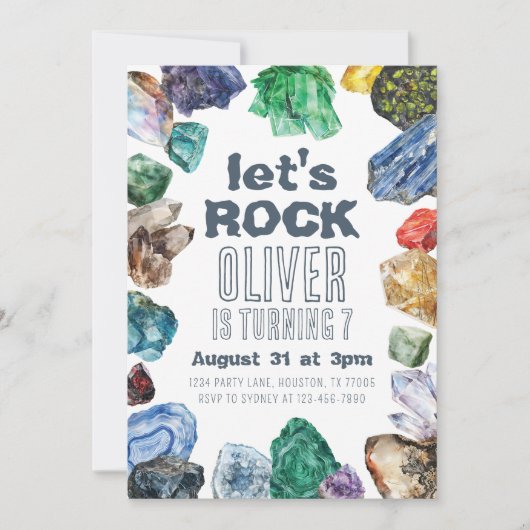 Géologie Anniversaire Invitation Géode Gém Dig Par (Devant)