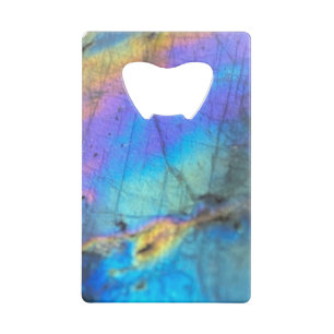 Geologie Labradorite steen kleurrijk kristal patro Kredietkaart Flessenopener