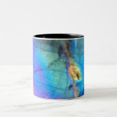 Geologie Labradorite steen kleurrijk kristal patro Tweekleurige Koffiemok (Center)