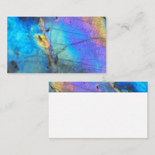Geologie Labradorite steen kleurrijk kristal patro Visitekaartje (Voorkant / Achterkant)