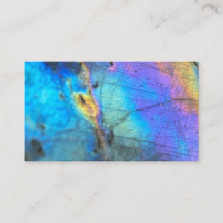 Geologie Labradorite steen kleurrijk kristal patro Visitekaartje