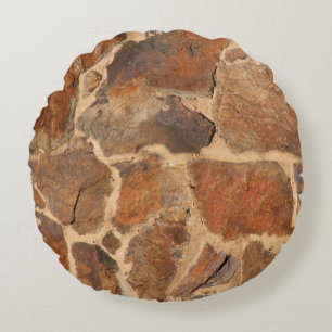 Geologie Stone Wall Structuur Foto Warm Golden Rond Kussen