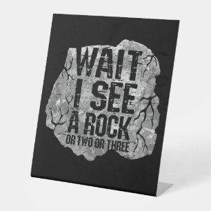 Geologie, wacht, ik zie een rots. reclamebord met voetstuk